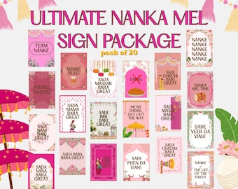 Punjabi Wedding Signs Pack, 20 Nanke Mel Decor Templates (Instant Download PDF)