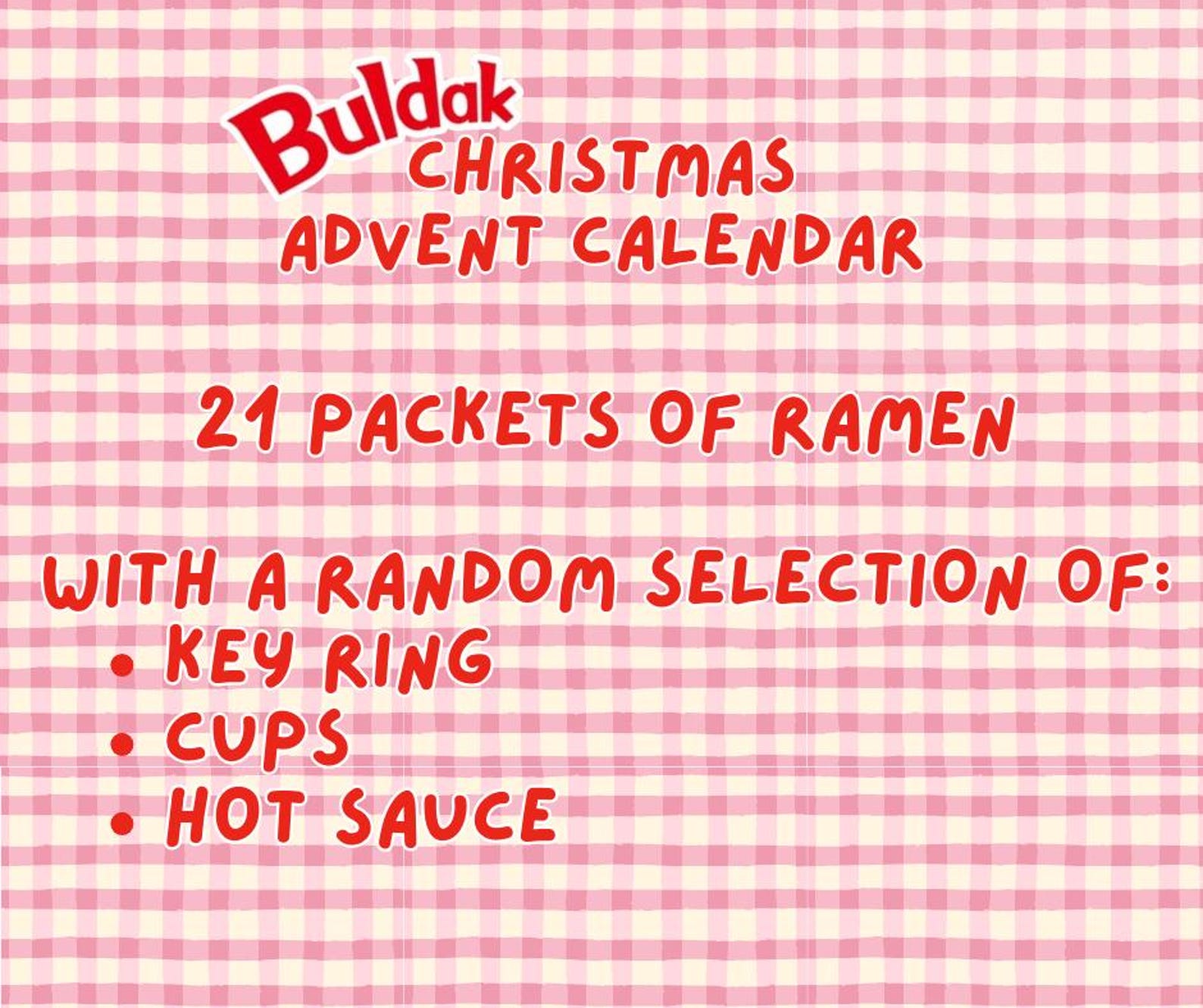 Buldak Advent Calendar 2025 | Buldak Ramen, Hot Sauce, Keyring and Cups ...