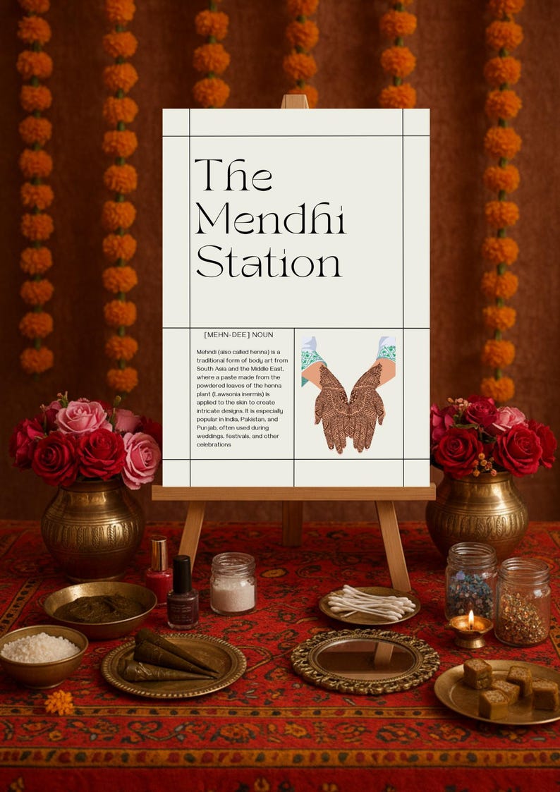 Mehandi Station Mehndi Station Sign: Indian Wedding Henna Art (digital Download) - Etsy