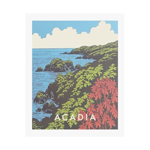 Pósteres verticales mate de paisajes de Acadia, impresión de arte de pared para amantes de la naturaleza, decoración del hogar, obras de arte botánicas, regalo para viajeros, costa