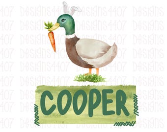 Boys Easter Duck with Name Plate / Boys Spring PNG Designs / Spring Shirt Designs / Sublimation Designs / Boys Easter Shirt Design