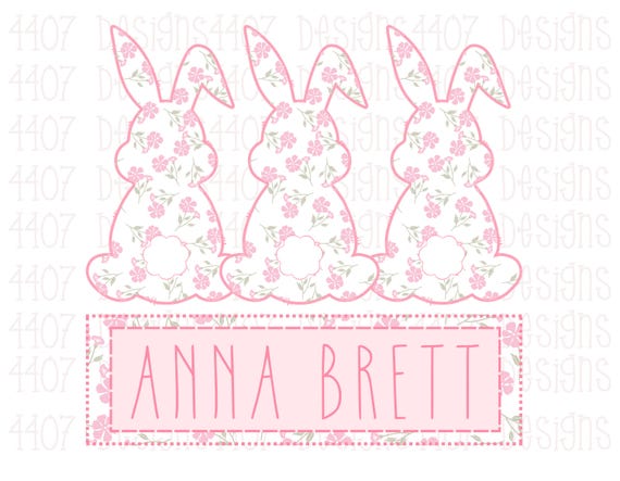 Pink Floral Easter Bunny Bundle, Girl Easter PNG Designs, Spring Floral Easter Designs
