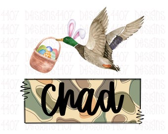 Boys Easter Duck Hunter with Name Plate / Boys Spring PNG Designs / Spring Shirt Designs / Sublimation Designs / Boys Easter Shirt Design