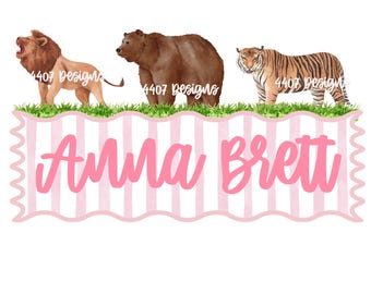 No Zoológico 2 com placa de identificação para menino e menina / 3 designs / Designs PNG de primavera / Designs de camisetas de primavera / Designs de sublimação / Animais do zoológico