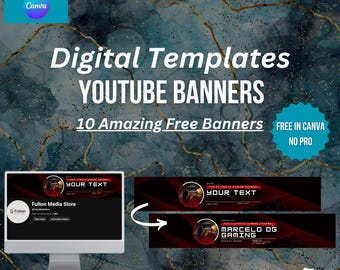 Trendy Youtube Banner Kit 2025 | 10 Editable Canva Templates | No Canva Pro Needed | Easy Edit  | Youtube Viral Banner