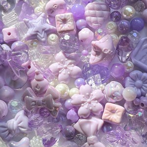 Purple Bead Soup, Purple Bead Assortment, Bead Mix, Y2K Beads, Pearls, Charms, Aesthetic, Pastel