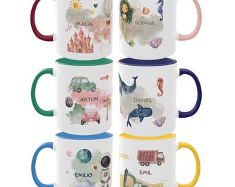 Kindertasse personalisiert, Keramik Becher mit Namen, Geburtstag, Kindergarten, Kita, Geschenk Idee