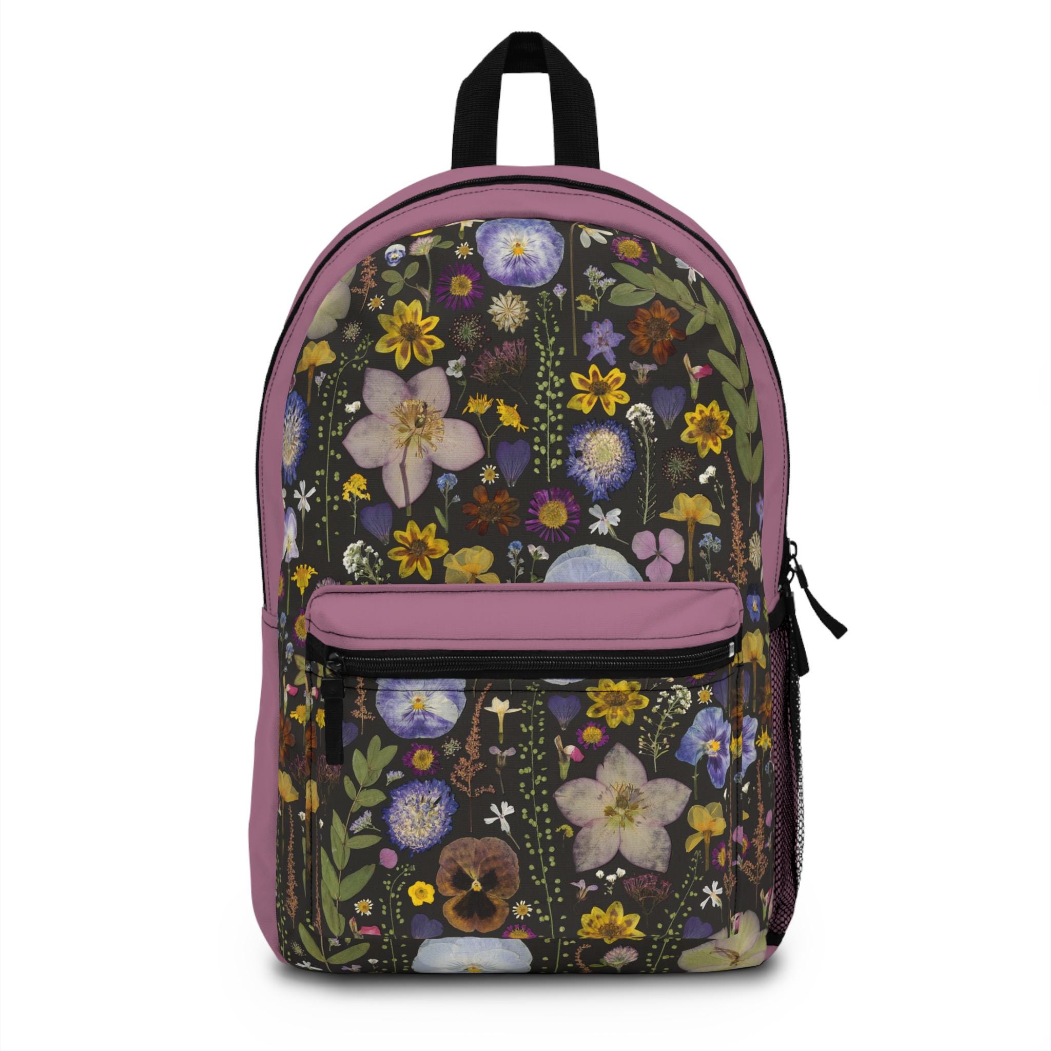 Floral Print Pink Women\'s Backpack with Tassel Accent Pink floral school backpack | Souris Mini - Souris Mini main image 4