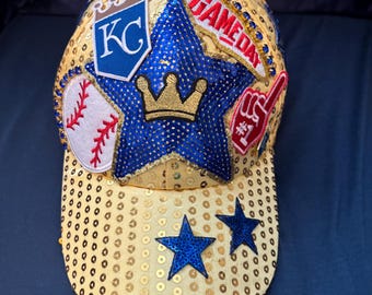 Sparkly Blue and Gold Royals Hat