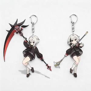 Anime Game Keychain, Genshin Arlecchino Pendant Keyring, Gamer Gift, Cosplay Collectible, Unique Keyring