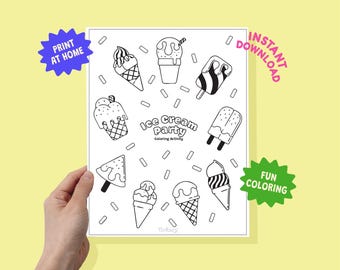 Pagine da colorare con gelato stampabili / Attività estive per la scuola materna