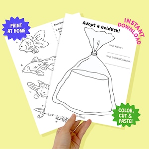 Adopt a Goldfish Printable Craft for Kids – Back to School Activity | Cut and Glue Pet Worksheet | First Week of School PDF Download