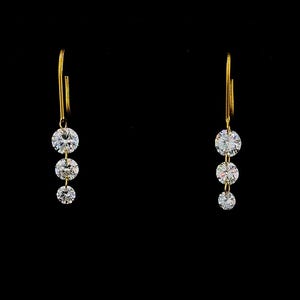 Drop Earrings Lab Grown Diamond, 3 Stone Dangling Earrings, Elegant Bridal Earrings, Wedding Gift, Anniversary Gift, Modern Everyday Jewelry