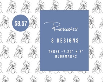 Bee Readers Roodoodles - 7.25" x 2" Bookmark - Set of 3 Instant Download Printable Art