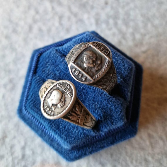 Two 925 silver WWI Austrian & German Emperors Union Rings