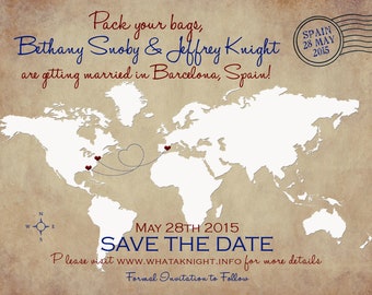 Save the Date Destination Wedding Map Digital File