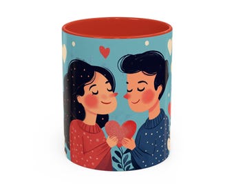 Romantic Heart Art Coffee Mug, Perfect Gift for Valentine's Day, Couples, Love, Engagement, Cozy Home Vibe