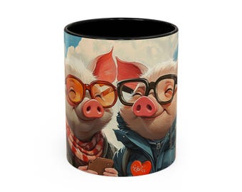 Whimsical Piggy Coffee Mug, Cute Animal Mug, Gift for Pig Lovers, Fun Accent Mug, Pig-Themed Home Decor, Novelty Cup