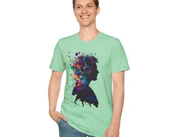 Camiseta vibrante para amantes de la música: diseño artístico de auriculares