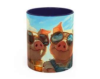 Sunny Days Pig Coffee Mug - Fun Animal Art, Cute Pig Design, Gift for Pig Lovers, Unique Kitchen Decor, Funny Piggy Mug