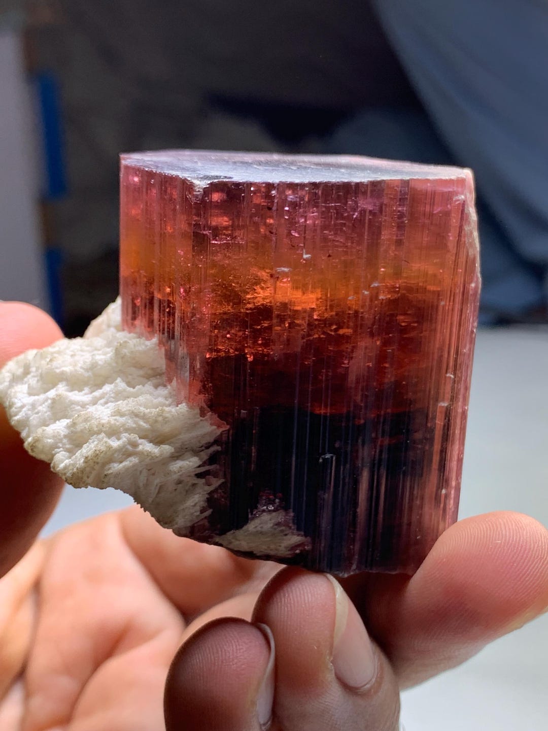 Colorful Albite Bi-color Tourmaline Crystal Specimen With Albite, Afghanistan (219.42g ...