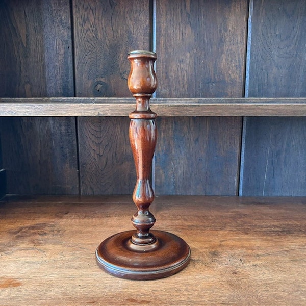 Vintage Turned Wood Candlestick