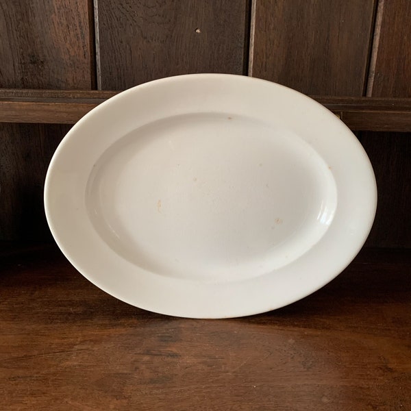 Antique English White Ironstone Oval Platter John Edwards & Son