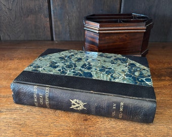 Antikes, in Leder gebundenes Marmorpapierbuch – Die großen Meisterwerke der Welt, Band XV