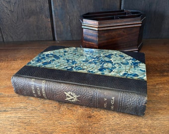 Antikes ledergebundenes Marmorpapierbuch - Die großen Meisterwerke der Welt Band V