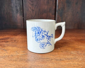 Antique Blue Transferware Shaving Mug - Floral