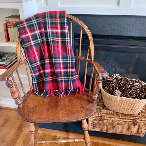 Vintage Red Plaid Blanket Stewart Tartan Etsy