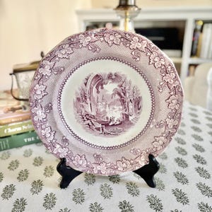 Antique Purple Transferware Plate E. Challinor Ancona Pattern