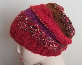 Burgundt Red Chapeau femme Bonnet Slouchy Pour Femmes Surdimensionné Chunky Tricot Chapeau Beanie Multicolore