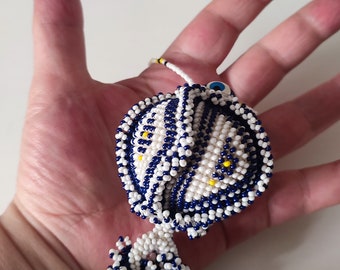 Vintage Beaded wall hanging, Evil eye wall hanging charm, amulet wall decoration,  eye talisman ornament