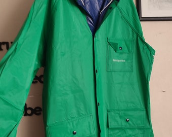 Vintage pvc raincoat navy and green Reversible Raincoat Size large