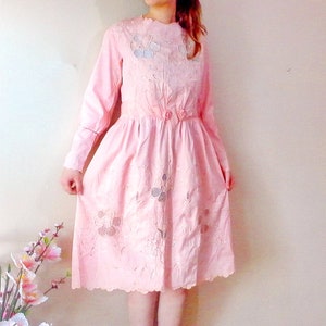 Vintage floral dress lacework embroidered blush pink romantic boho antique dress shabby chic boho wedding dress image 6