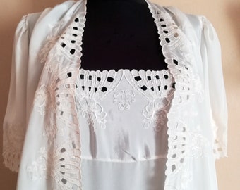 Blanc vintage Chemise de nuit et robe Set 70s buste 36 »