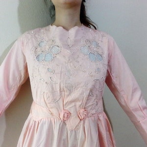 Vintage floral dress lacework embroidered blush pink romantic boho antique dress shabby chic boho wedding dress image 8