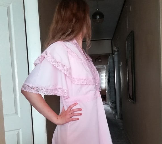 Vintage peignoir set Pink Cotton Robe Victorian N… - image 6