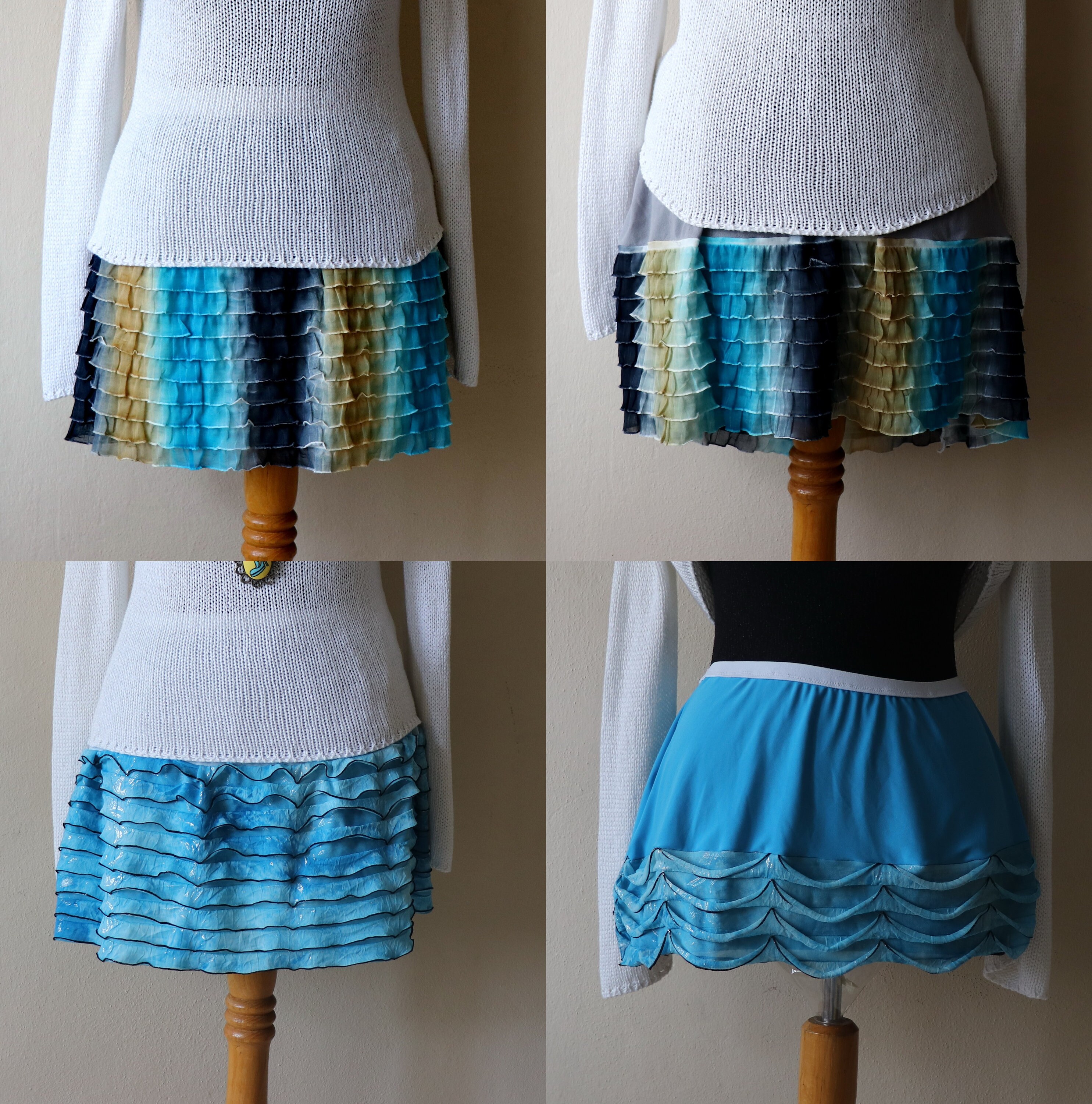 Half Slip Extender Layered Ruffle Shirt Extender Blue Mini Etsy Canada