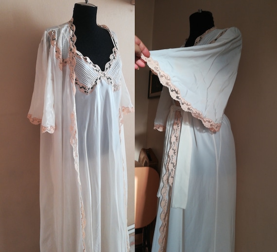 Wedding robe set Bridal nightgown and robe Vintage