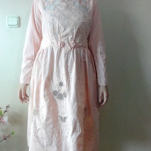 Vintage floral dress lacework embroidered blush pink romantic boho antique dress shabby chic boho wedding dress image 1