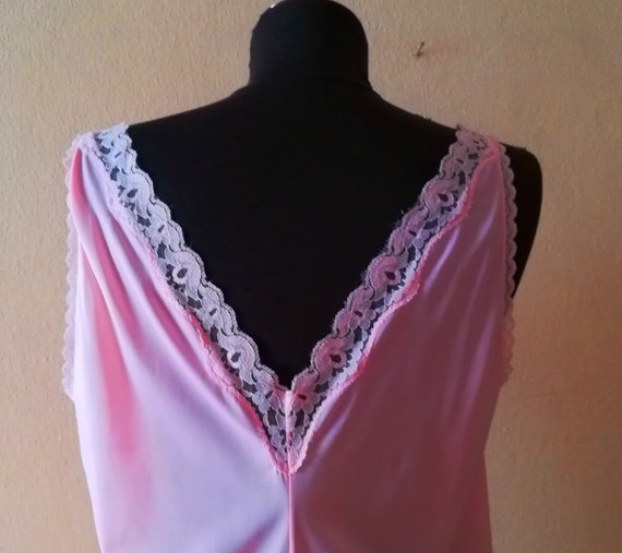 Ladies vintage lingerie lace pink knee length Full Sl… - Gem