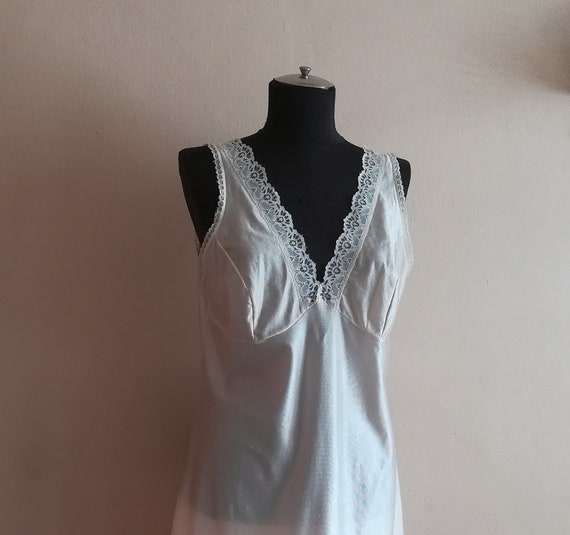 Vintage full slip dress nude color under dress 19… - image 1