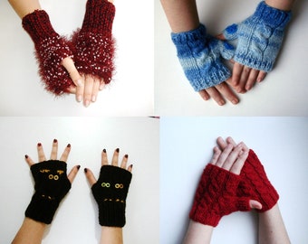 Knitted fingerless gloves and mitten women Knit fingerless gloves,