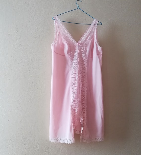 Ladies vintage lingerie lace pink knee length Full Sl… - Gem