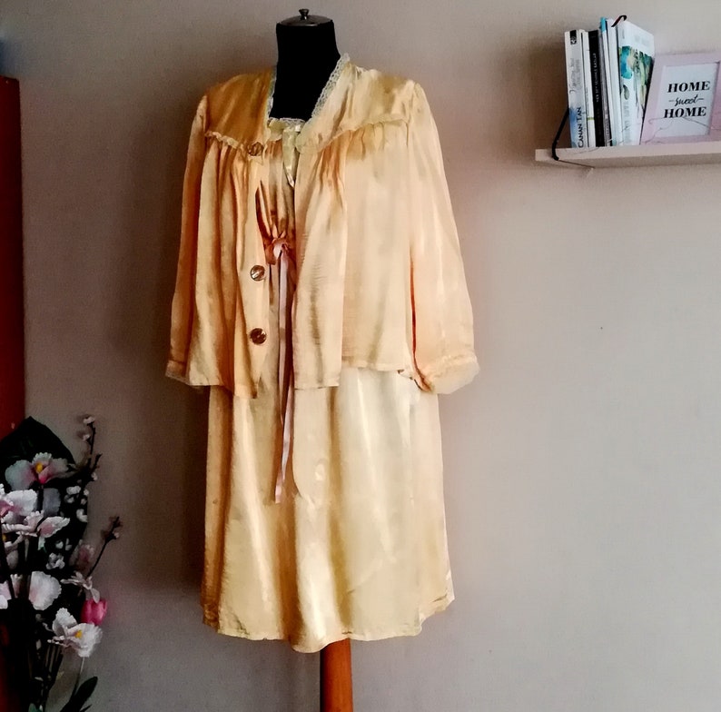Vintage Nightgown with Jacket Antique maternity gown for photo shoot image 1