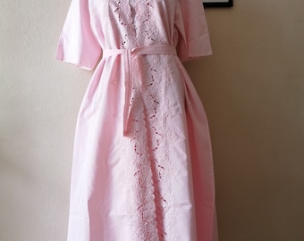 Vintage peignoir set pink nightie and robe set vintage long nightgown set