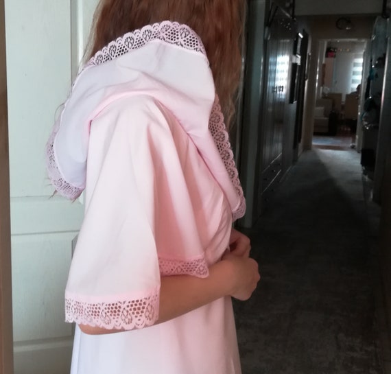 Vintage peignoir set Pink Cotton Robe Victorian N… - image 8
