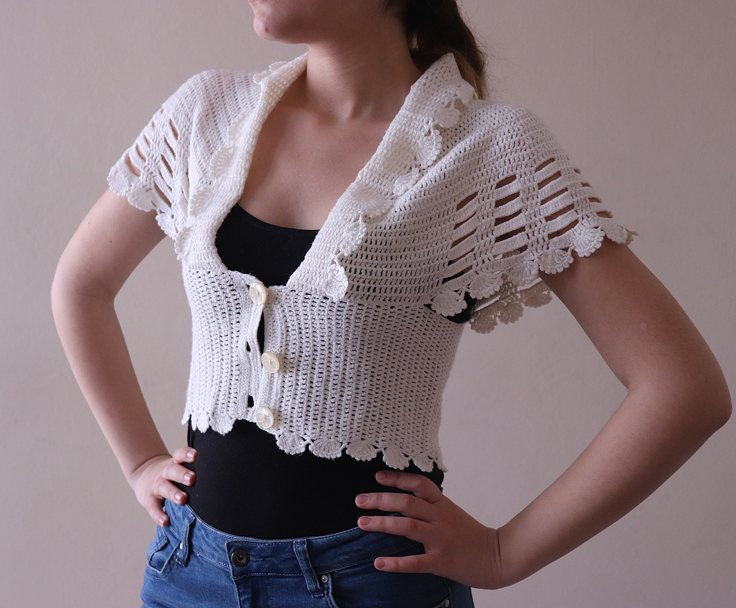 Crochet Shrug Sweater Vest Vintage 
